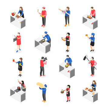Cooking Show Isometric Icon Set