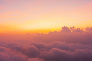 beautiful sunlight of sun while sunrise or sunset with soft cloud above peak mountain
