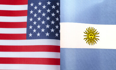 fragments of the national flags of the United States and Argentina in close-up