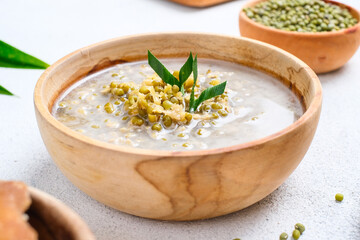 Javanese dessert porridge of mung beans with coconut milk.