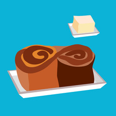 chocolate cake bread on a plate with butter