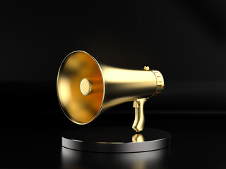 golden megaphone on stage