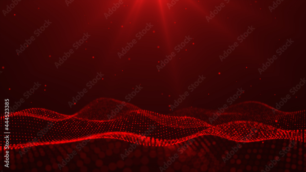 Poster particle wave dynamic digital red color abstract background