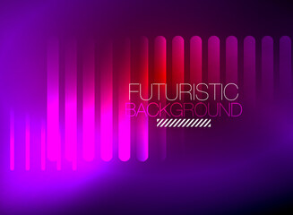 Bright neon color techno abstract background, shiny glowing neon lines in the dark background