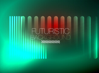 Bright neon color techno abstract background, shiny glowing neon lines in the dark background