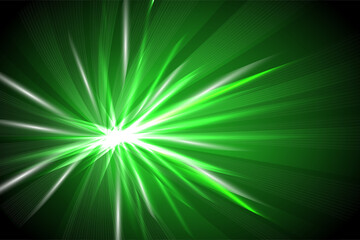 緑の放射状背景　Radial abstract ray background green