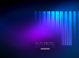 Bright neon color techno abstract background, shiny glowing neon lines in the dark background