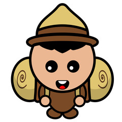vector cartoon character boy who loves to camp carrying a camping bag