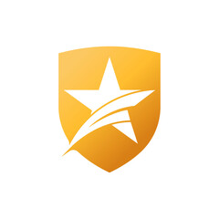 Abstract Star Logo icon Design Vector template. Star Logo with Shield design concept. Star Logo icon vector design template for business, branding, company, website, symbol, corporate, logo.