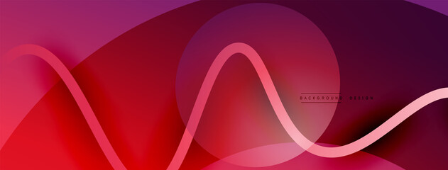 Abstract gradient background with wave line with shadow effect. Geometric composition. 3D shadow effects and fluid gradients