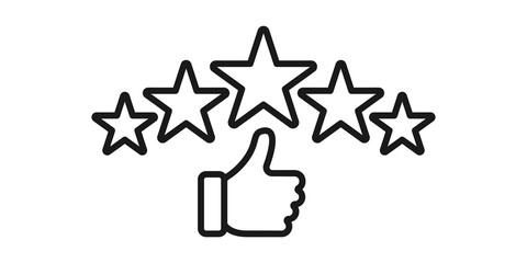 Customer review rating icon vector illustration. 5 star rating icon vector design template. Review Rating with Five Star vector icon flat design for website, symbol, logo, sign, mobile, app, UI.