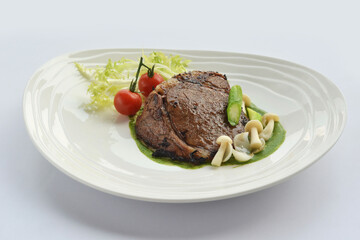 grilled steak with vegetables