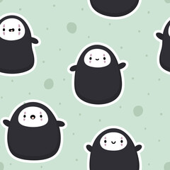No Face Kawaii Ghost Seamless Pattern Background, Vector illustration