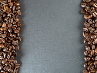 Coffee beans are not black textured background.