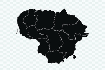 Lithuania map black Color on Backgound Png