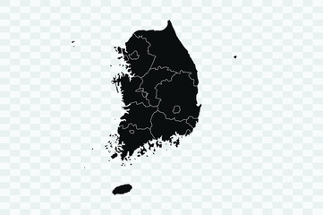  South Korea map black Color on Backgound