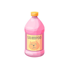 Cat shampoo, pets health care and animals washing and grooming, vector. Cat and kitten cleaning shampoo bottle, domestic pets wash and clean care, flat item icon