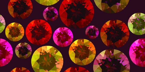 Autumn colors bright vector seamless pattern with colorful shining diamonds
