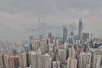 View skyline building with storm in rainy season at Victoria Peak 11 Jue 2021