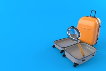 Magnifying glass inside suitcase
