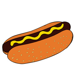 food, hot, dog, isolated, bread, bun, hotdog, sausage, mustard, hot dog, meat, meal, white, snack, lunch, fast, dinner, sandwich, beef, ketchup, fast food, hot-dog, barbecue, unhealthy, illustration