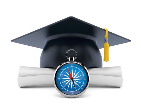 Mortarboard with compass