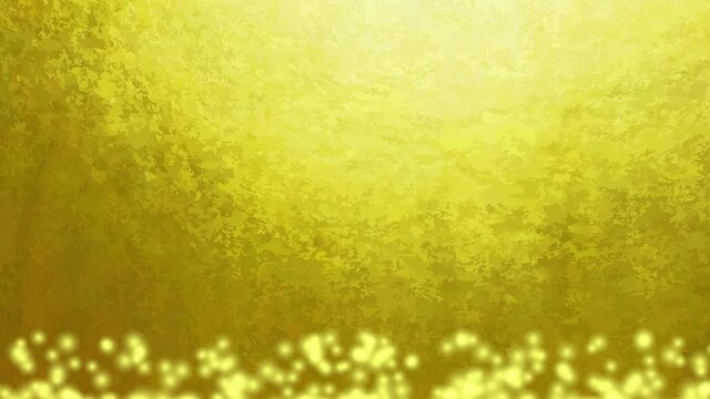 金屏風の前でゆっくりと湧き上がる光の粒。レンダリング。