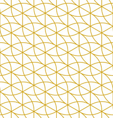 Wavy abstract curved repeat outline pattern in gold color on a white background, geometric vector illustration
