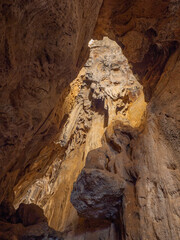 Rocks of one of the routes of the caves of San José; caves with huge lakes located in Spain....