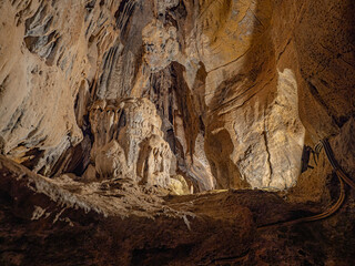 Rocks of one of the routes of the caves of San José; caves with huge lakes located in Spain....