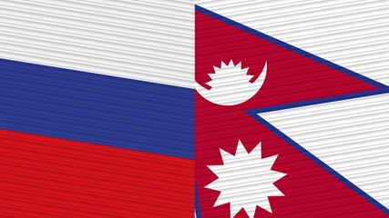 Myanmar Burma and Russia Flags Together Fabric Texture Illustration Background