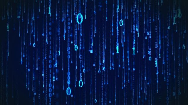 Technology background of computer binary digital rain information flow