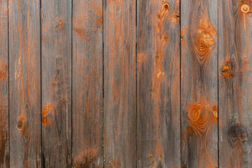Fototapeta premium orange brown wooden planks background, old and grunge pine wood texture. Top view.