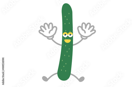 ジャンプするシンプルでかわいいキュウリのキャラクターのベクターイラスト Cucumber Wall Mural Cucumb Studio Uguisu ジャンプするシンプルでかわいいキュウリのキャラクターのベクターイラスト Cucumber Wall Mural Cucumb Studio Uguisu