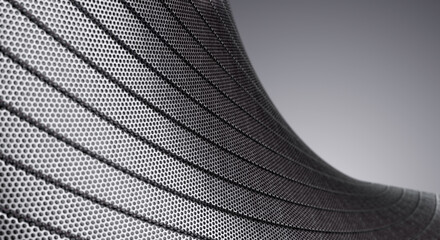 Abstract metal perforated stripe background. 3D rendering.