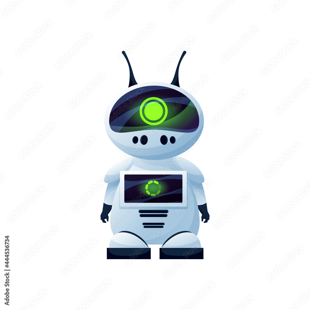 Poster artificial intelligence digital robot with antenna isolated icon. vector humanoid robotic automation