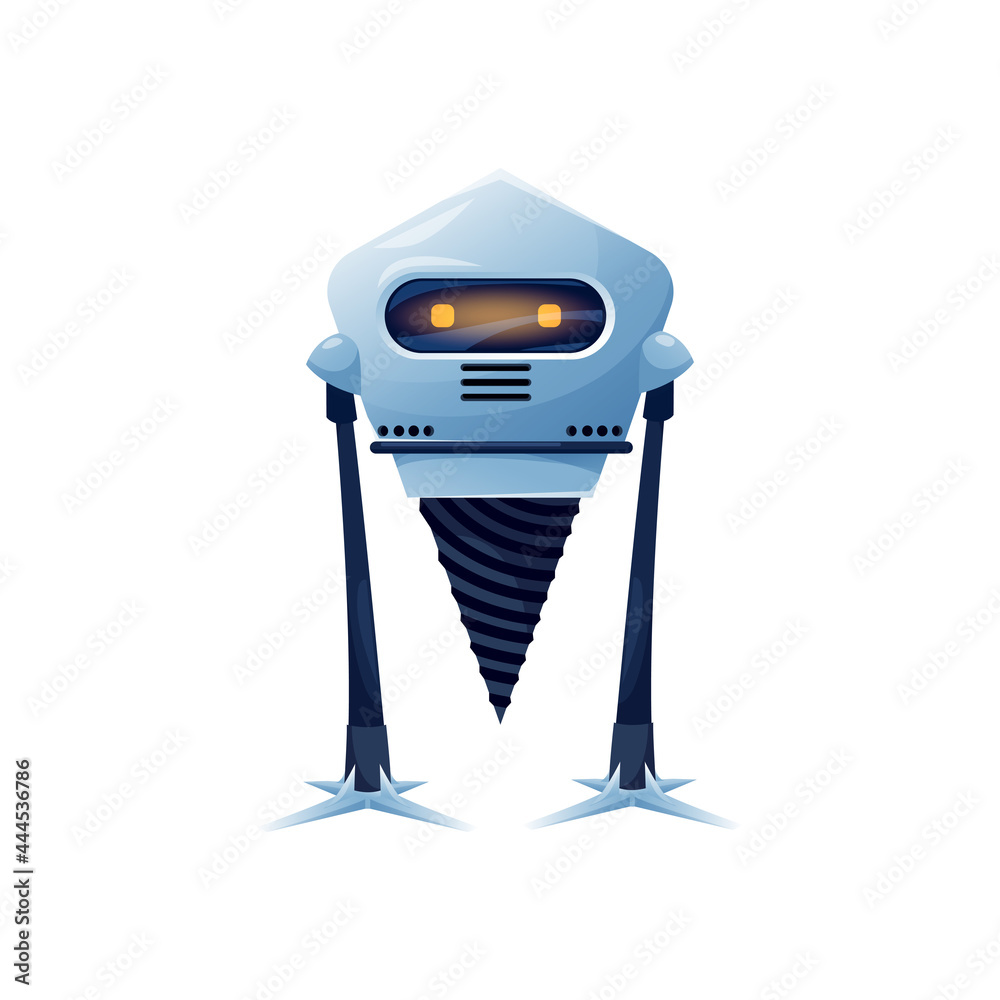 Aufkleber Robotic automation robot drilling machine with steady gears on arm isolated realistic icon Vector robot drill manufacture, production industry ai cyborg with eyes. Industrial robotic automation