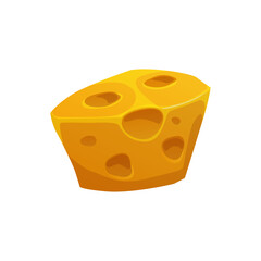 Emmentaler or Emmenthal with holes, Italian and French appetizer isolated cartoon icon. Vector organic healthy product of cows milk, parmesan maasdam or gouda, dairy food, cooking ingredient