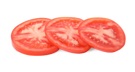 Slices of ripe tomato isolated on white