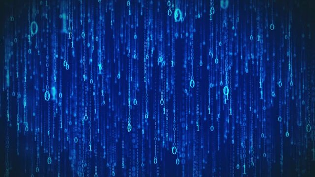 Computer binary digital rain information flow