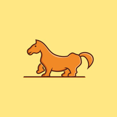 Illustration of cute horse design. adorable cartoon brown horse. in cartoon and flat style