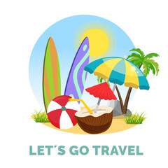 Fototapeta na wymiar travelling vacation design illustration with cartoon style