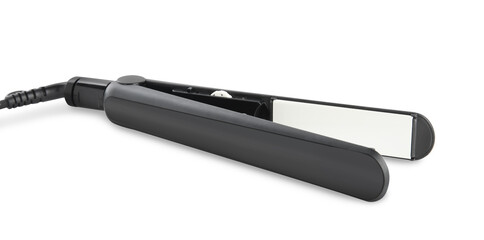 Modern hair iron for straightening isolated on white