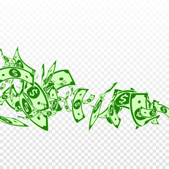 American dollar notes falling. Messy USD bills on