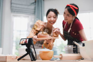 Vlogger or blogger influencer small business broadcast concept