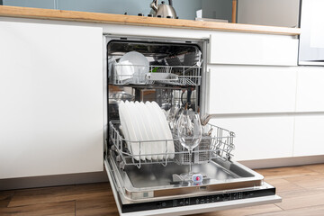 Modern dishwasher in the kitchen interior