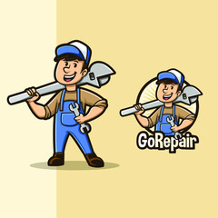 Repairman Mascot Logo Illustration