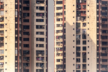 A modern high rise apartment building in the suburb of Kandivali in the city of Mumbai.