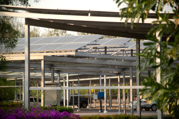 Solar power panels installed on the roof of the parking lot. Which is the most efficient use Due to the limited area.