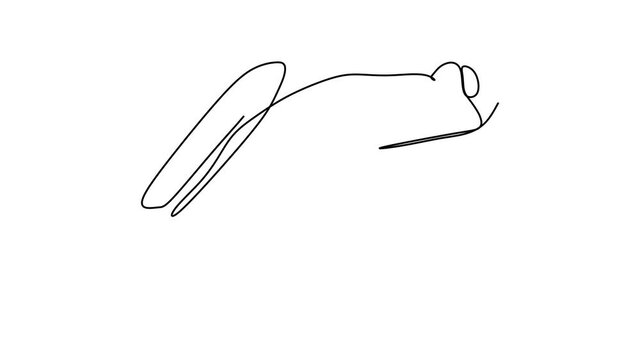 continuous drawing line art of frog with black line and white background. One line